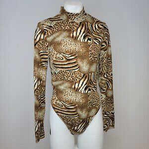Shein Animal Print  Long Sleeve Bodysuit